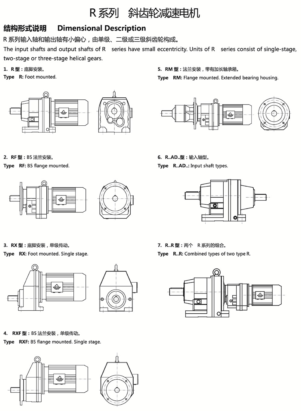 R系列斜齒輪減速電機(jī)結(jié)構(gòu)形式說(shuō)明